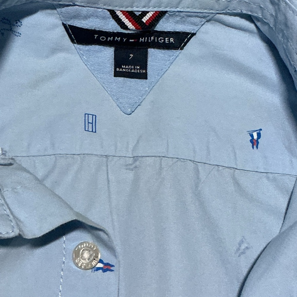 Tommy Hilfiger Kids Light Blue Patterned Button-Down Shirt - Picture 7 of 7